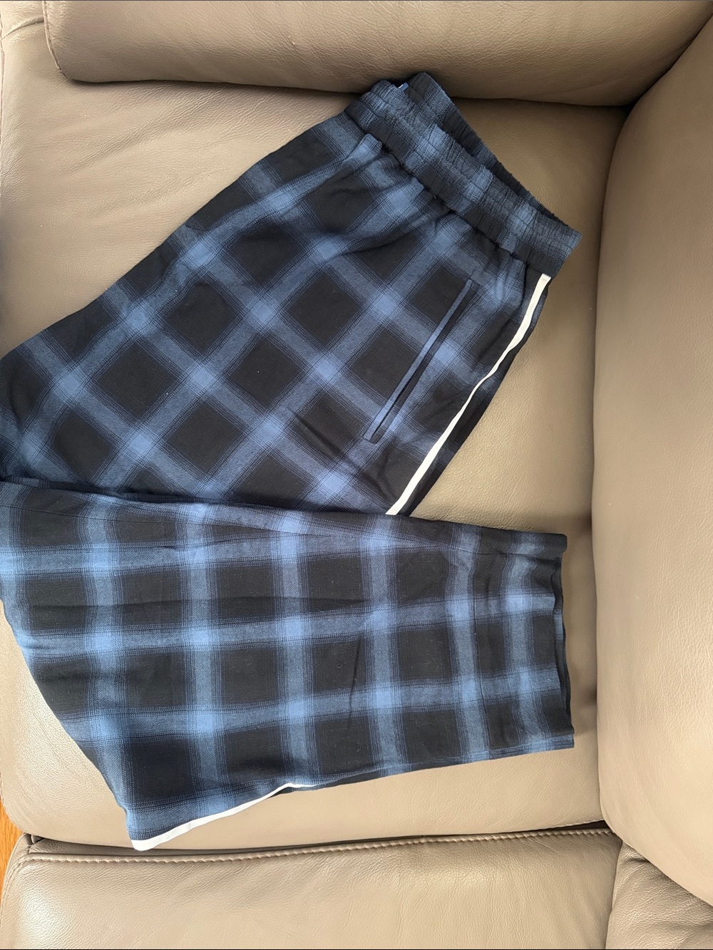 BORN X RAISED Black and Blue Plaid Joggers